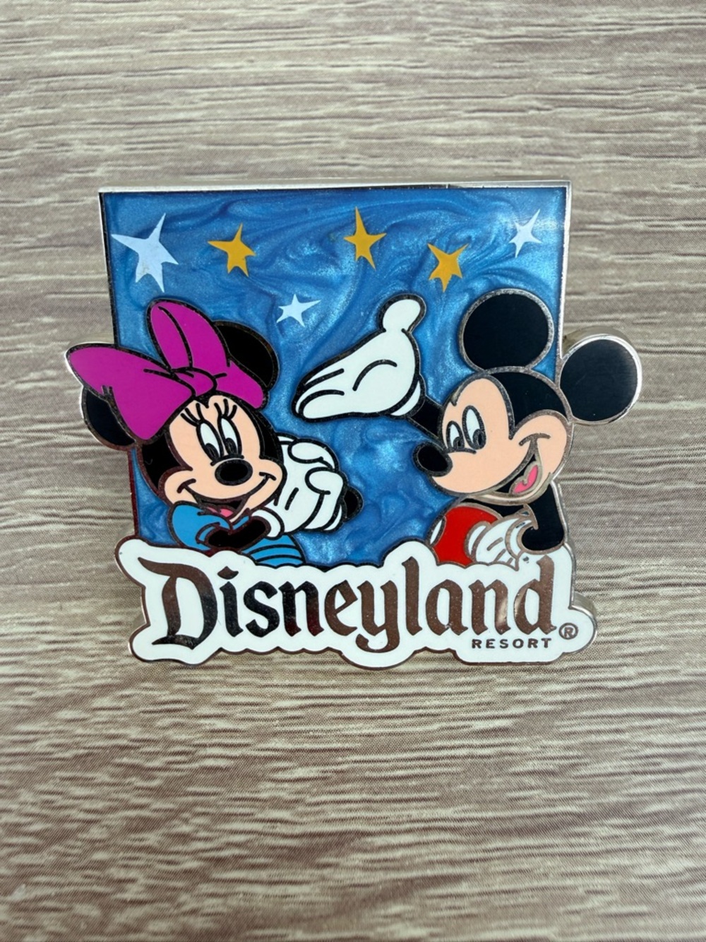 Disneyland Resort Mickey & Minnie Enamel Pin - Blue Background